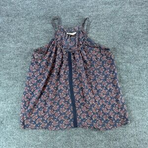 Inked‎ & Faded Blue Floral Braided Strap Halter Cami Top Petite Large LP Boho